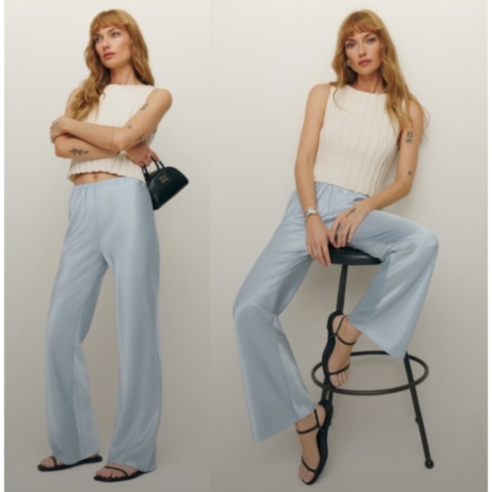 Reformation Light Blue Flare Pants